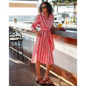 Voyageur By Mersea Charlie Long Shirt Dress Striped Printed Buttondown S 284855